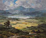 Padraic Woods, VIEW ACROSS A VALLEY WITH MAN AND DONKEY