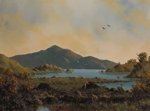 PEAT DIGGERS NEAR TULYCROSS, CONNEMARA by David Anthony Overend, oil on canvas, sold May 2006
