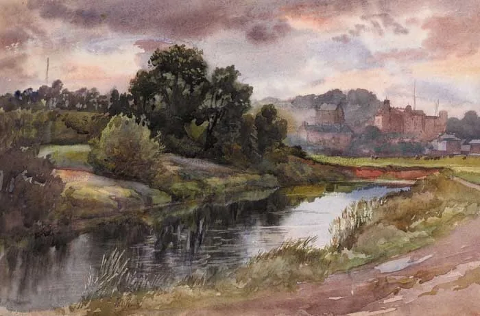RIVER REFLECTIONS by William Docherty Weir, watercolour with scratching out, offered May 2006