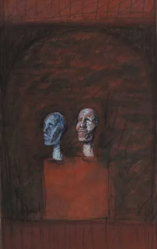 TWO HEADS by Brian Bourke, 1969, signed and dated lower right, sold Apr 2006