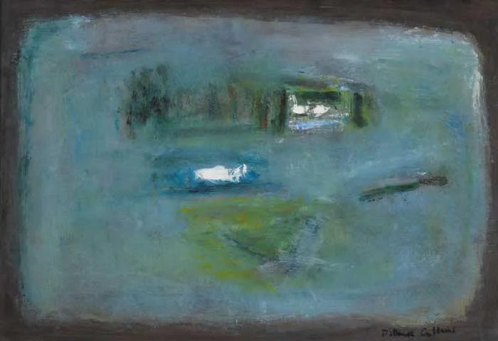 Patrick Collins, LAKE SWAN FEEDING, c.1968, signed lower right; exhibition label on reverse