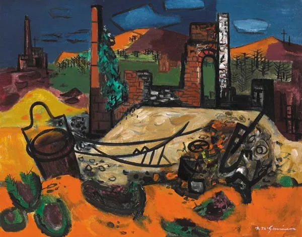 OCHRE AND HEATHER by Norah McGuinness, c.1957, signed lower right, sold Apr 2006