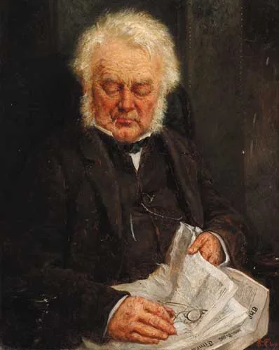 Samuel McCloy, A GENTLEMAN ASLEEP OVER HIS NEWSPAPER, signed lower right