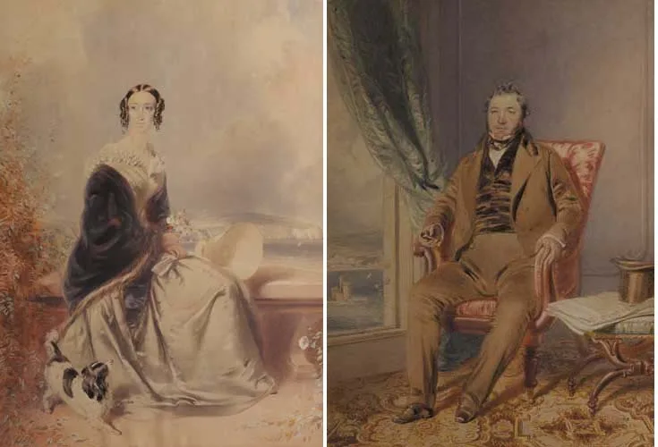 Thomas Cooley, PORTRAIT OF A LADY AND A GENTLEMAN, 1840, (A PAIR), each signed with initials and dated lower left