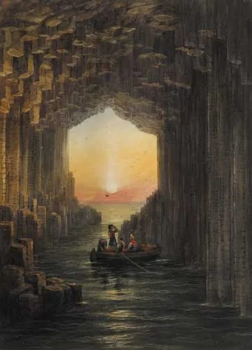 Andrew Nicholl, FINGAL'S CAVE, STAFFA, HEBRIDES, signed lower right; exhibition label on reverse