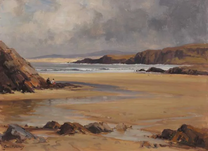 Frank McKelvey, COCKLE STRAND, COUNTY DONEGAL, signed lower left; remains of inscribed label on reverse