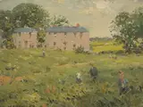 William Mason, A COUNTRY HOUSE WITH FIGURES IN GARDEN
