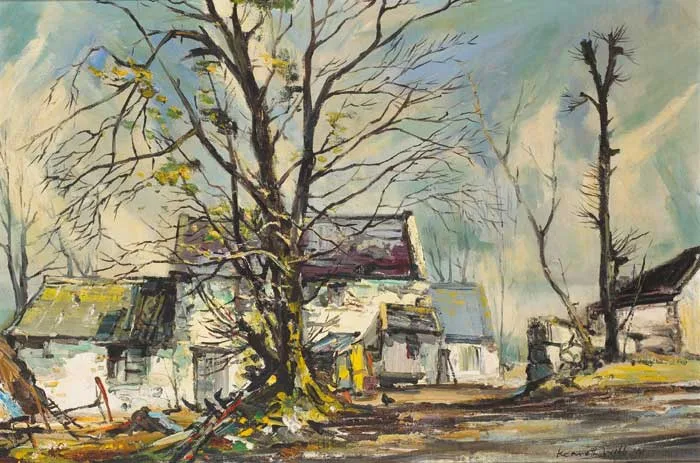Kenneth Webb, WINTER SUNLIGHT, COUNTY ANTRIM, 1961, signed and dated lower right; inscribed with title and original price (45gns) on reverse
