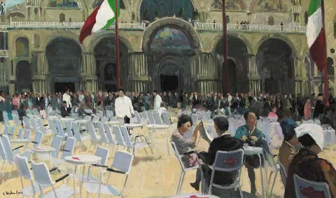 Henry Robertson Craig, ST MARKS, VENICE, signed lower left; inscribed and with original exhibition label on reverse