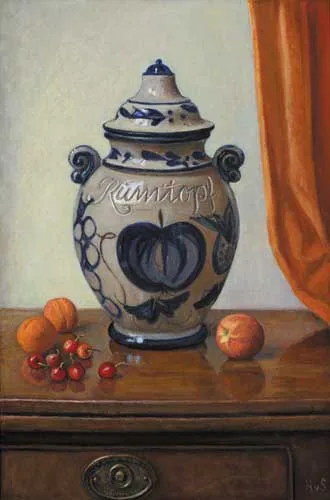 RUMTOPF (FRUIT PUNCH JAR) by Hilda van Stockum, 1991, signed with initials lower right; inscribed and dated on reverse, offered Apr 2006