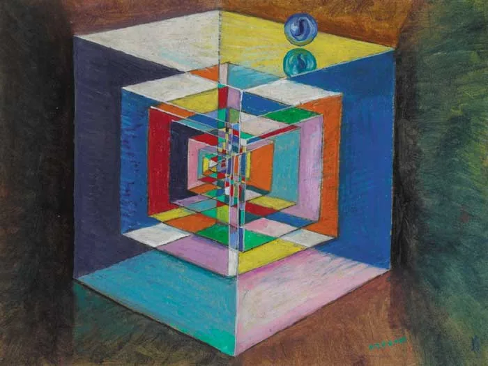 ABSTRACT WITH PRISMS by Harry Kernoff, signed lower right, sold Apr 2006