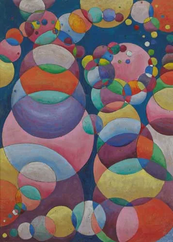ABSTRACT DESIGN OF CIRCLES by Harry Kernoff, signed on reverse beneath backing board, sold Apr 2006