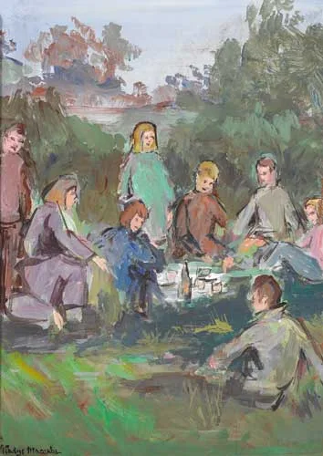 A PICNIC by Gladys Maccabe, oil on board, sold Dec 2005