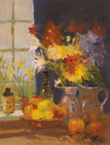 THE KITCHEN WINDOW by Liam Treacy, oil on canvas, sold Dec 2005