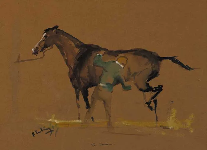 THE GROOM by Peter Curling, watercolour and bodycolour on tinted paper, sold Dec 2005