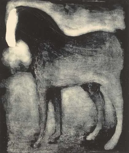 Stephen Lawlor, BLACK HORSE, lithograph, artist's proof