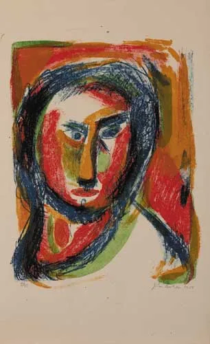 HEAD by John Behan, colour lithograph (no. 46 from an edition of 75), sold Dec 2005