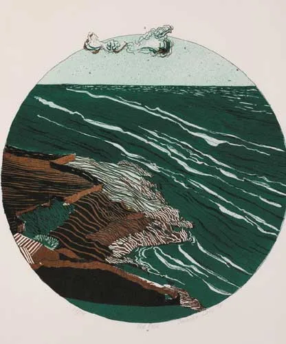 RED ROCK by Jennifer Lane, colour lithograph, sold Dec 2005