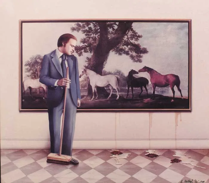 NOT AGAIN by Robert Ballagh, photo-offset print on canvas (no. 13 from an edition of 15), offered Dec 2005
