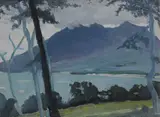 Kitty Wilmer O'Brien, A VIEW THROUGH TREES TOWARDS MOUNTAINS AND SEA