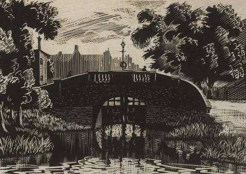 Fergus O'Ryan, HUBAND BRIDGE, DUBLIN, woodcut - artist's proof copy