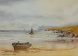 William Bingham McGuinness, COASTAL SCENE WITH ROW-BOAT ON STRAND