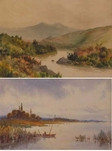 Arland A. Ussher, RIVER LANDSCAPE, watercolour