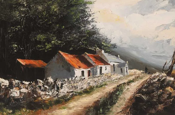 Ray Robinson, THE ROAD TO BALLYBOFEY, COUNTY DONEGAL, oil on board