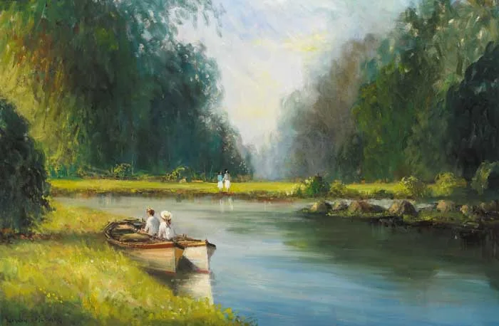 SUMMER BOATING by Norman J. McCaig, oil on canvas, offered Dec 2005