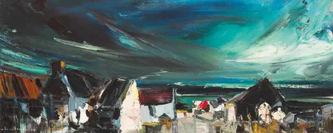Kenneth Webb, COASTAL VILLAGE, oil on canvas