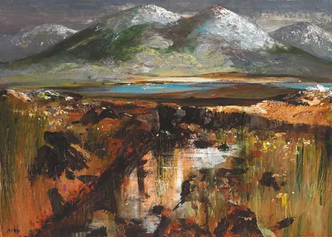 Kenneth Webb, THE TWELVE PINS, CONNEMARA, IN WINTER, oil on board