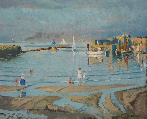 Patrick Leonard, LOW TIDE, RUSH HARBOUR, oil on sack cloth