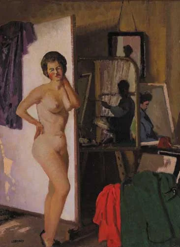 NUDE IN THE STUDIO by Patrick Leonard, oil on canvas, sold Feb 2006
