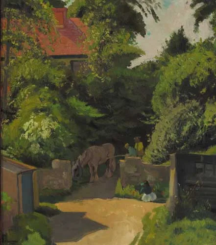 THE LANE by Patrick Leonard, 1952, oil on canvas, sold Feb 2006