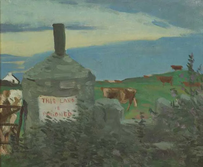 THIS LAND IS POISONED by Patrick Leonard, oil on canvas, sold Feb 2006