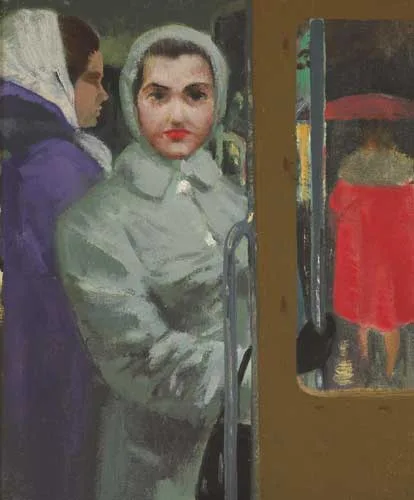 ON THE BUS (I) by Patrick Leonard, oil on canvas, sold Feb 2006