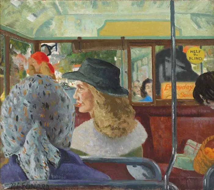 ON THE BUS (II) by Patrick Leonard, oil on canvas, sold Feb 2006