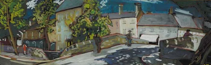 Kitty Wilmer O'Brien, WESTPORT MALL, MAYO, circa 1971, gouache on board