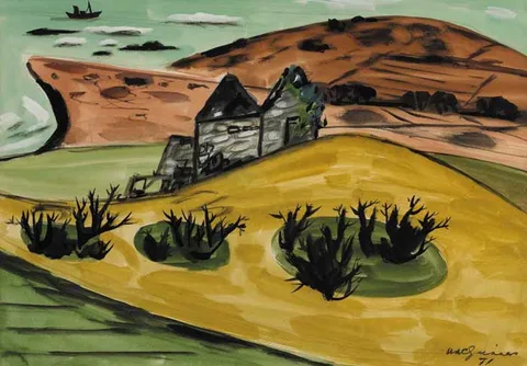 Norah McGuinness, DESERTED COTTAGE, 1971, watercolour and gouache