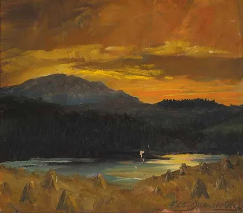 Edith Anna Somerville, SUNSET OVER LISSARD, 1940, oil on board