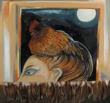 Pauline Bewick, WOMAN WITH BANTAM ON HEAD