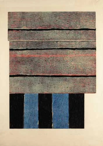 STANDING I by Sean Scully, 1986, woodcut print (no. 35 from an edition of 35), sold Feb 2006