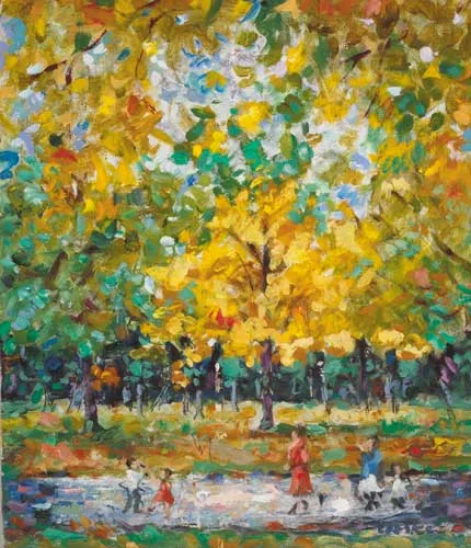 AUTUMN, PHOENIX PARK, circa 1991-2 by David Clarke, oil on board, sold Feb 2006