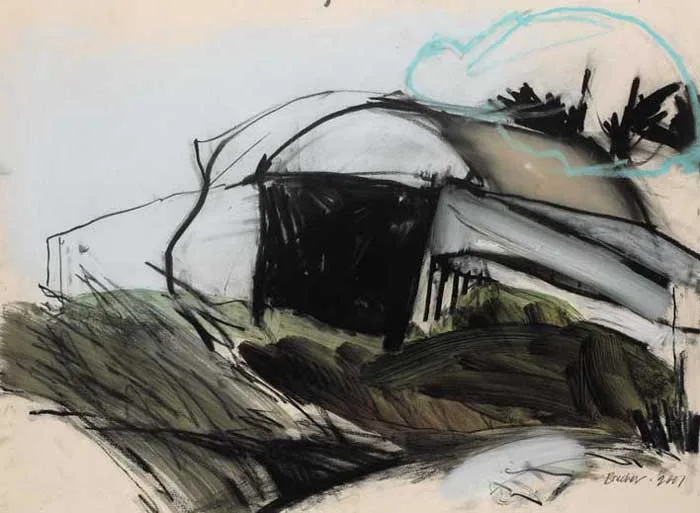 Katherine Boucher Beug, BARN, 2001, charcoal, pastel and gouache on paper