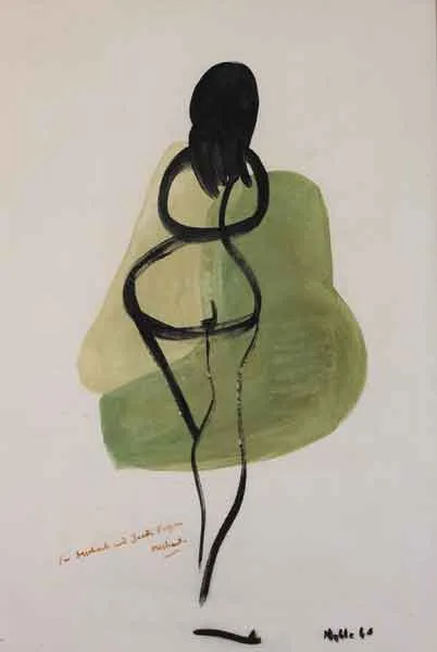 Michael Noble, STANDING NUDE, gouache on paper