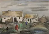 Basil Rakoczi, WOMAN CARRYING A BUCKET, COTTAGES BEYOND
