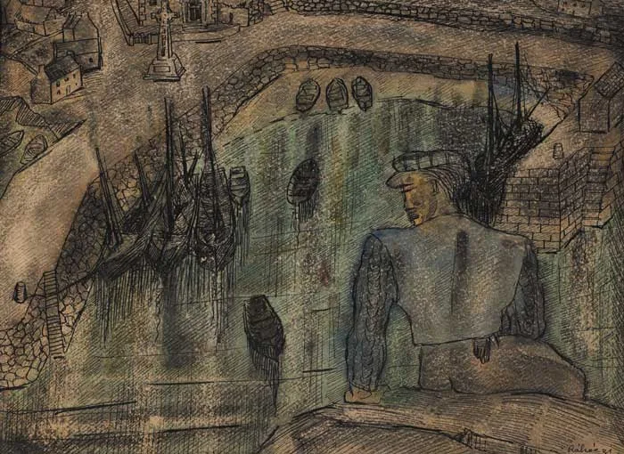 KILRONAN by Basil Rakoczi, pen and ink with watercolour on paper, sold Nov 2005