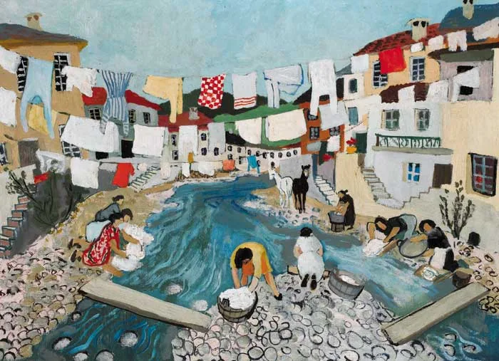 WASHING DAY by Gerard Dillon, oil on board, sold Nov 2005