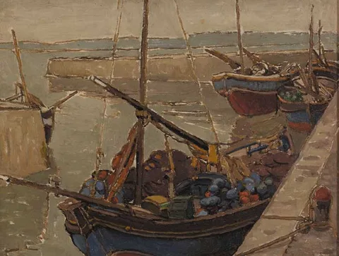 ARDGLASS FISHING BOATS by Georgina Moutray Kyle, oil on canvas, sold Nov 2005
