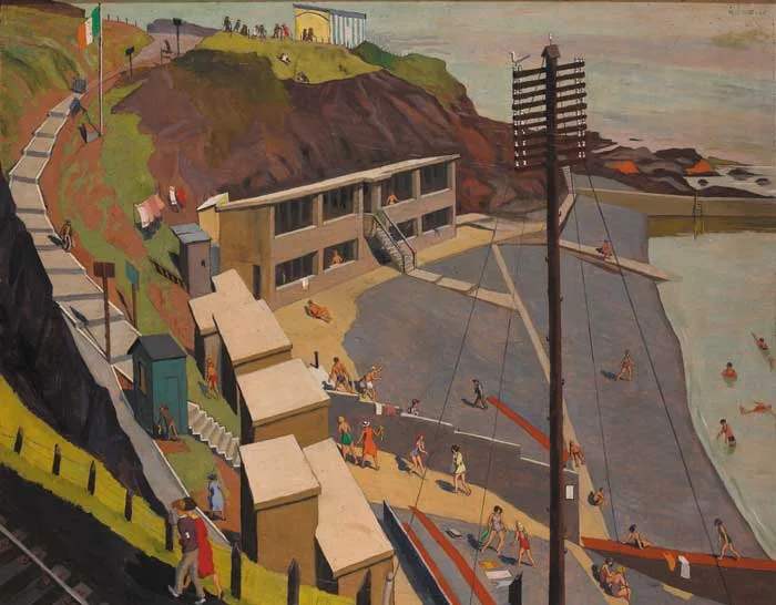 Harry Kernoff, BATHERS, NAYLOR'S COVE, BRAY, oil on panel